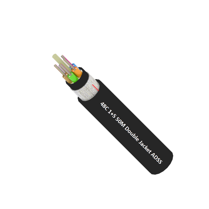 Double Jacket ADSS Cable for Overhead Use 48Cores 50m span Non-Metallic Self-Supporting