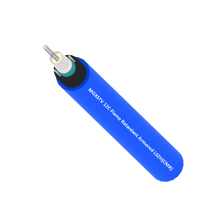 Cable de fibra óptica para minería, blindado, ignífugo, de un solo tubo y 12 núcleos, LSZH(CMR).png